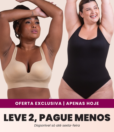 Sutiã Push Up + Body Shaper Canelado - Combo Irresistível