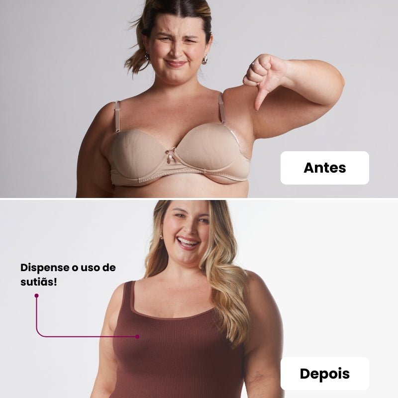 Sutiã Push Up + Body Shaper Canelado - Combo Irresistível